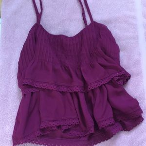 Maroon lace frilly tank